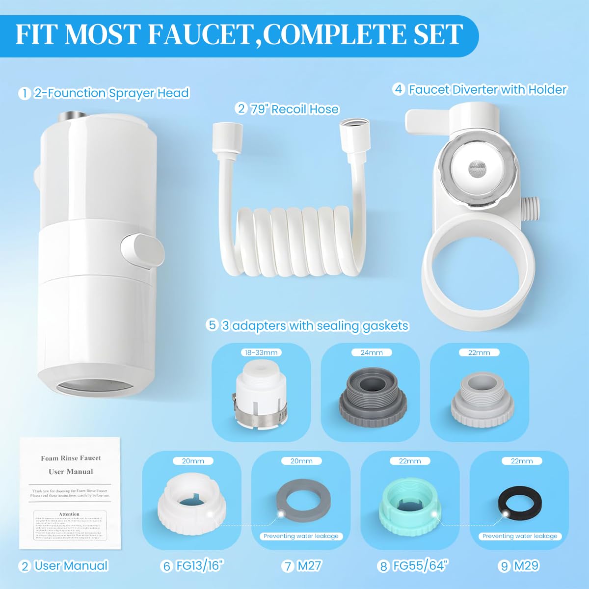 HASTHIP Kitchen Sink Faucet with 360° Flexible Dual Sprayer and Refillable Soap Dispenser | One Button Auto Mixing Design for Easy Cleaning