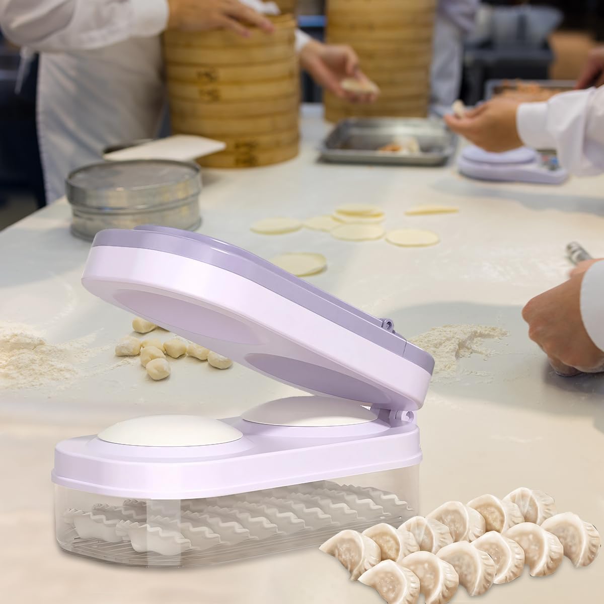 HASTHIP Manual Dumpling Press Mold for Ravioli Making with Dual Skin Design | Food Grade PP 3 in 1 Kitchen Tool