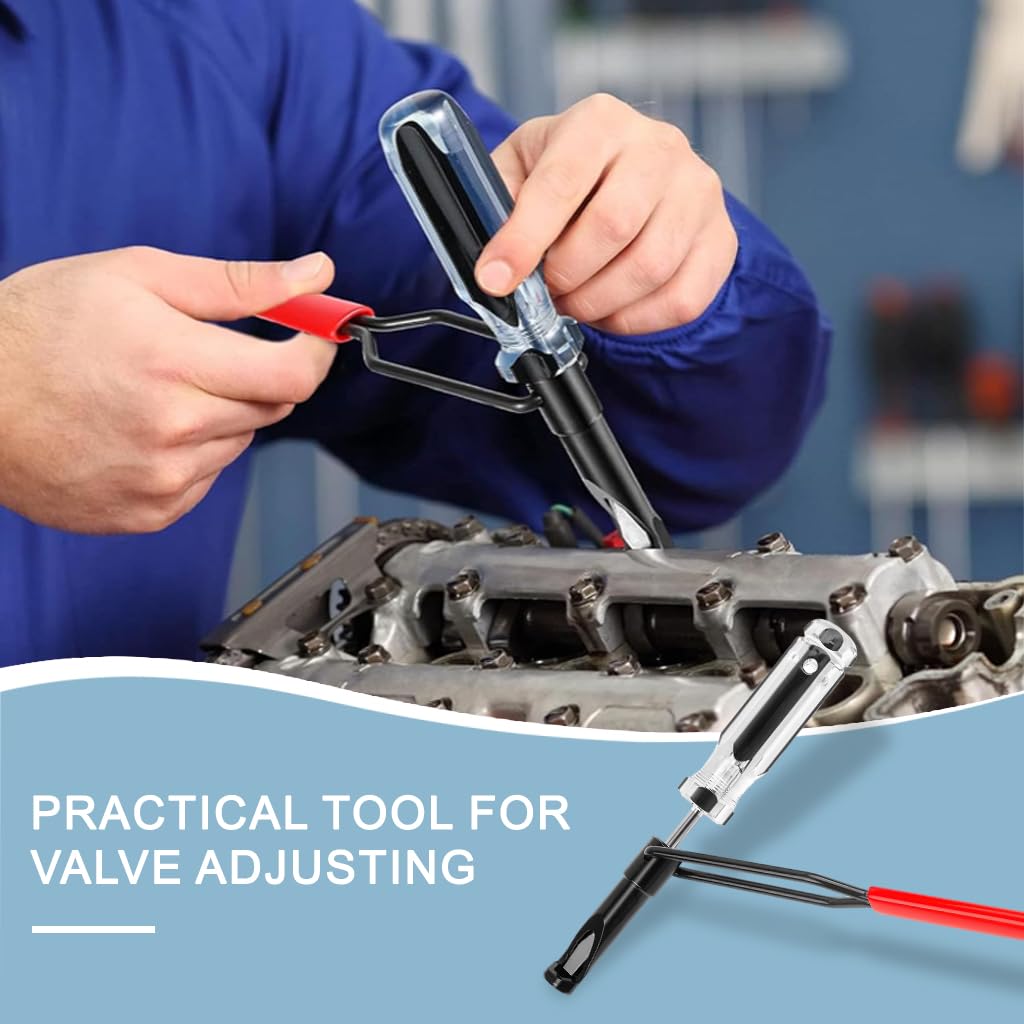 STHIRA Valve Adjustment Tool for Automotive and Motorcycle Engines with Ergonomic Slotted Locknut Spanner and Stainless Steel Feeler Gauge