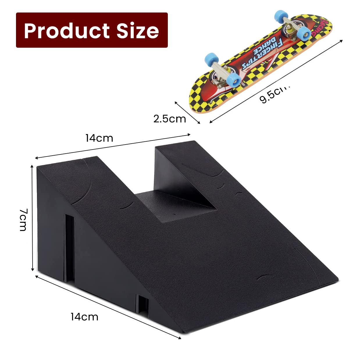 PATPAT® Finger Skateboard Toy For Kids With A Finger Skateboard Ramp|Desktop Decoration Toy Gift Toy For Kids|Black