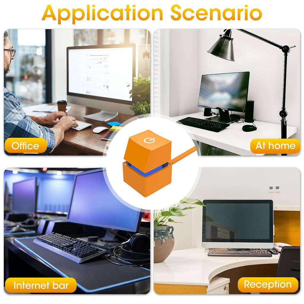 Verilux® Desktop Computer Power Switch, Computer On/Off Switch, Push Button CPU Power Switch Button for Household Office Hotel Extension Cord, External Remote Start PC Motherboard Switch Button Extension Cable