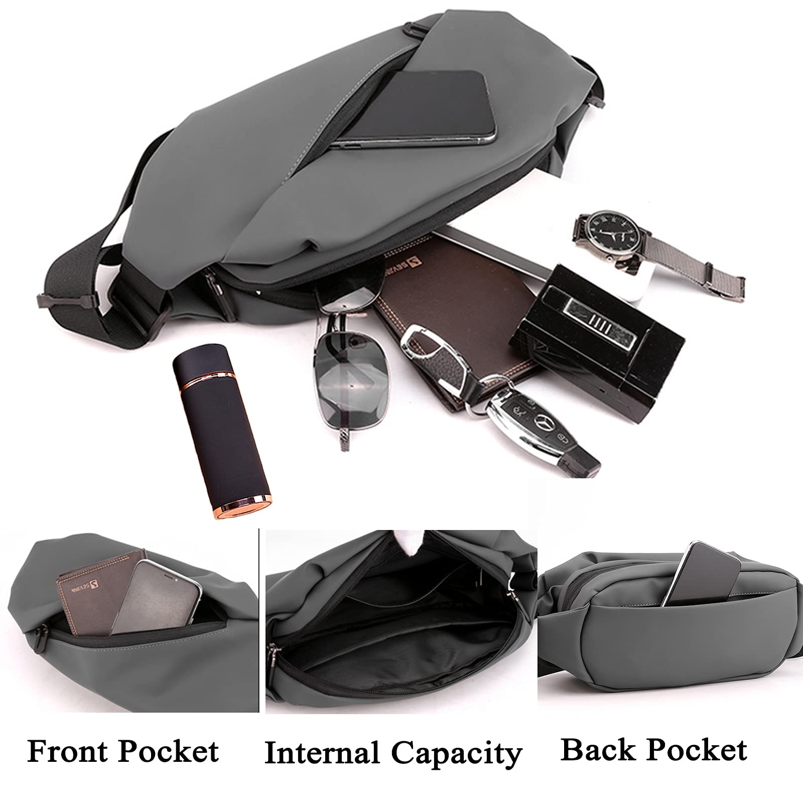 Gustave Waist Bag for Travel and Sports with 3 Pockets 37×5×15 cm | Adjustable Strap