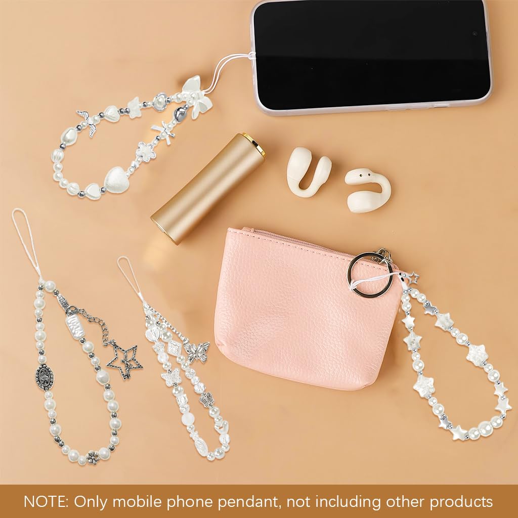 ZORBES Cell Phone Charms for Girls with Pearl Butterfly Bow and Star Design | 4Pcs Set