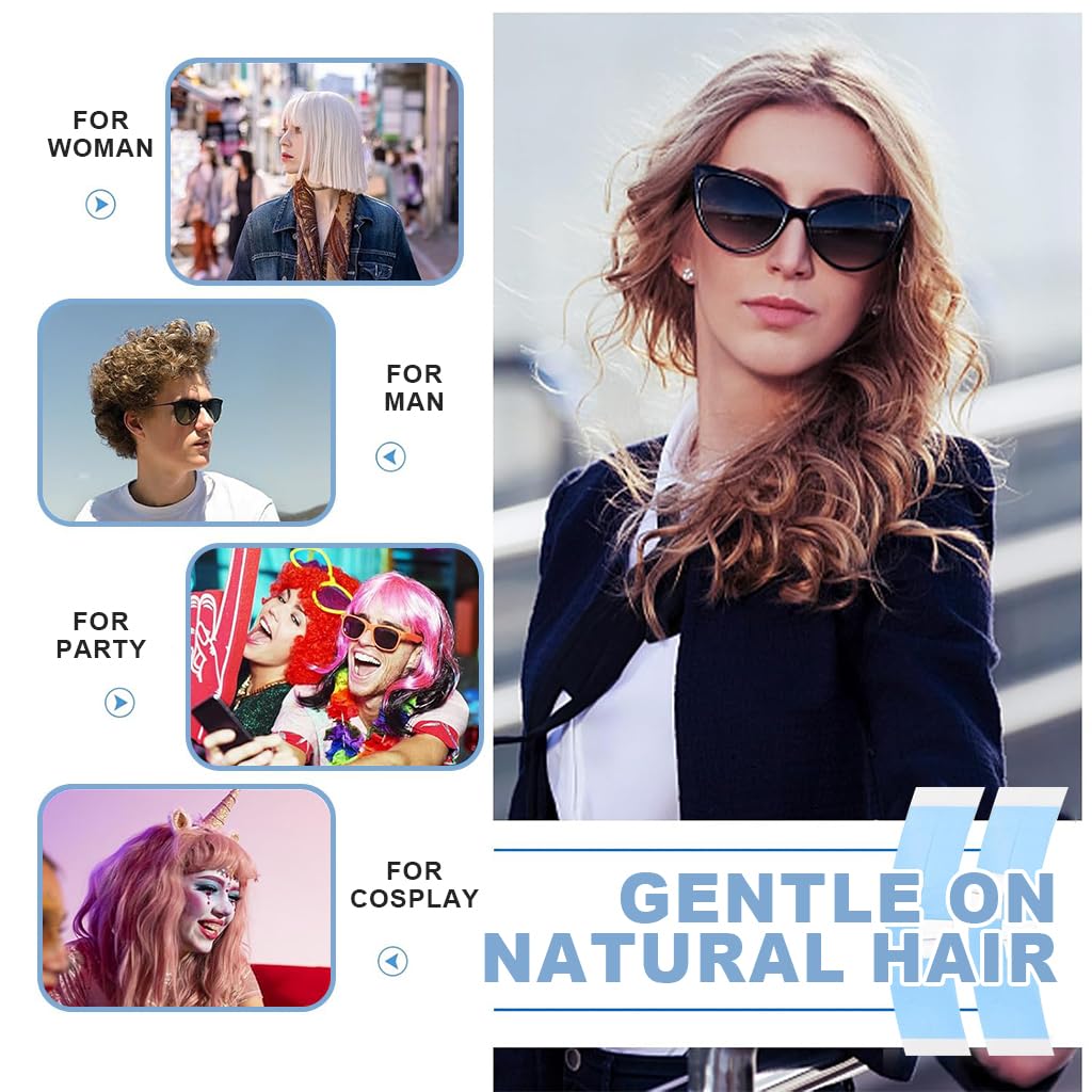 MAYCREATE Wig Tape for Lace Front Wigs and Toupees featuring Double Sided Clear Adhesion | Traceless Ultra Slim Waterproof Hold