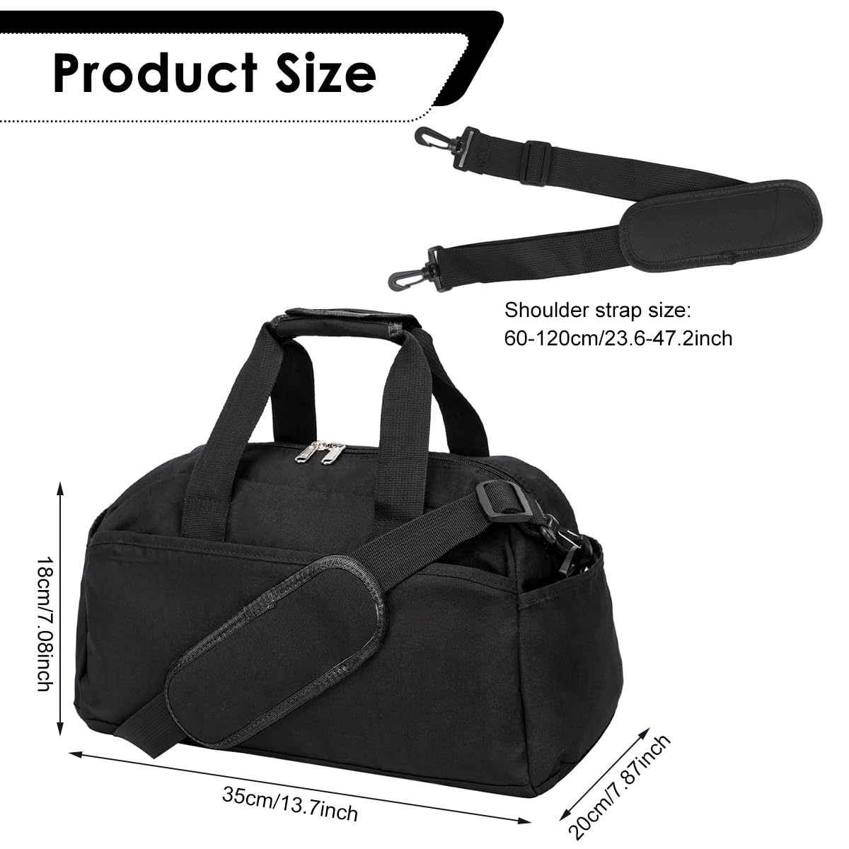 GUSTAVE Gym Bag for Travel and Sports featuring Multi Pockets Design 18x35x20cm Black