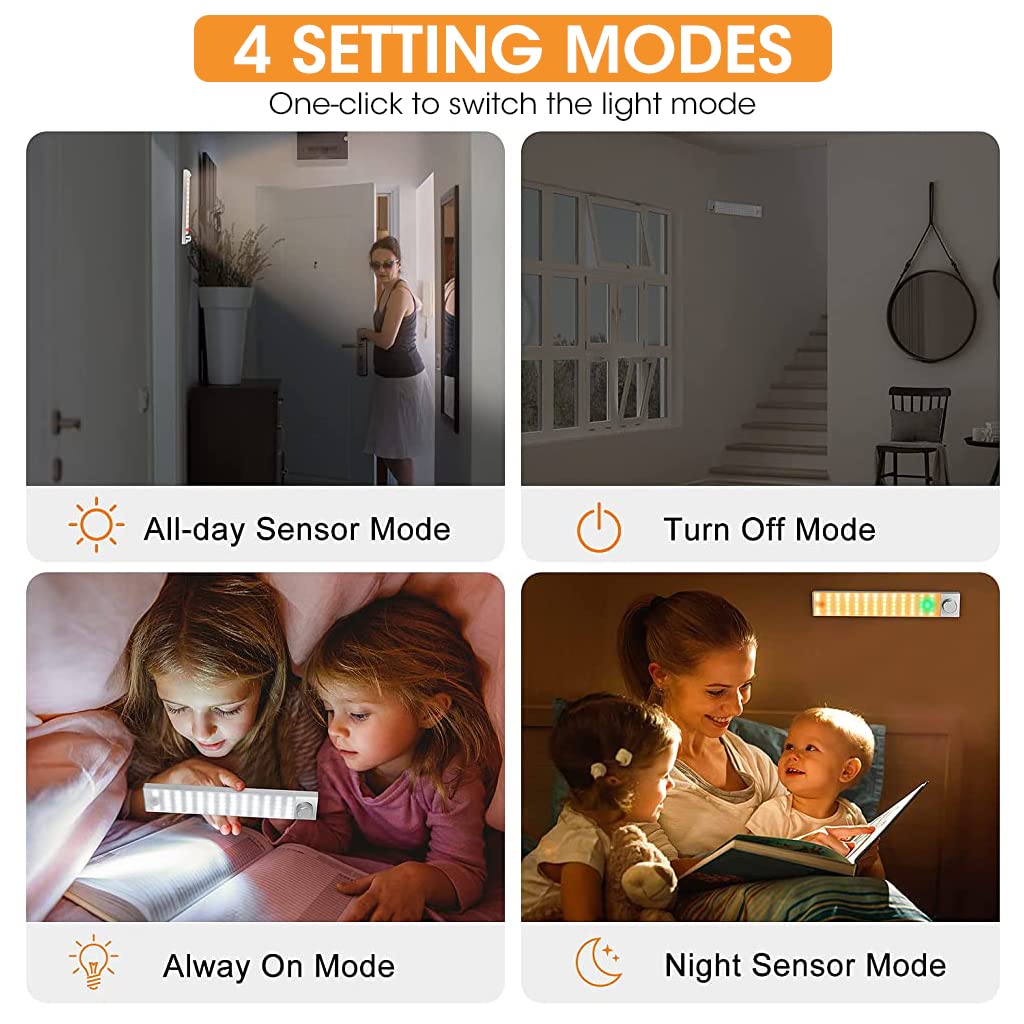 Verilux Wireless Cabinet Light for Closet and Wardrobe featuring 128 LEDs and 25cm Magnetic Mount | USB Rechargeable