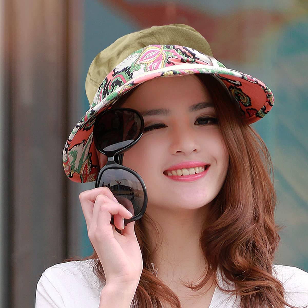 PALAY Sun Hat for Women featuring 50+ UV Protection and Ponytail Hole | Foldable Straw Visor for Travel and Beach