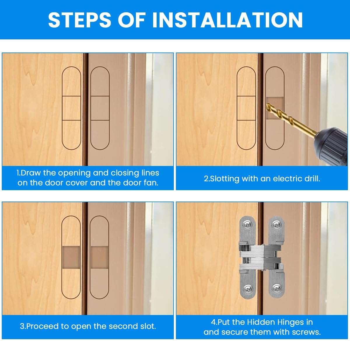 Serplex Door Hinges for Wooden Cabinets featuring 12PCS Invisible Embedded Zinc Alloy Design