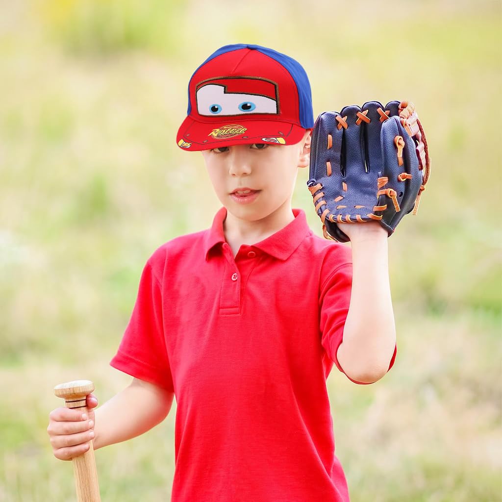 SNOWIE SOFT Kids Cap Red Fashion Cartoon Print Sun Cap Kids Wide Brim Sun Hat Adjustable Kids Cap for Boys Girls Children's Day Gift