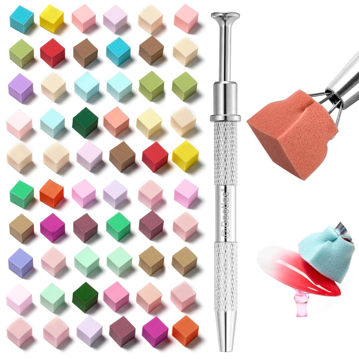 MAYCREATE Nail Sponges for Ombre with Grabbing Pen and Storage Box | 100PCS DIY Gradient Tools