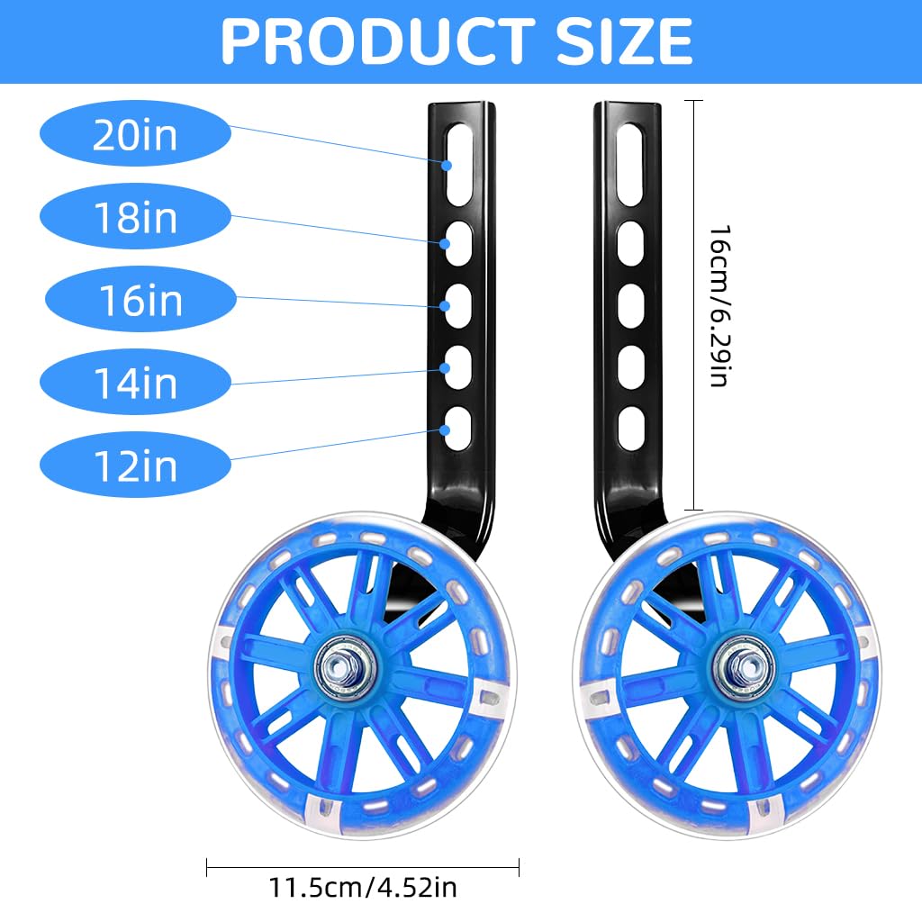 Proberos Kids Bike Training Wheels for 12–20 Inch Bicycles with LED Flashing Rotation | Powder Coated Steel Support