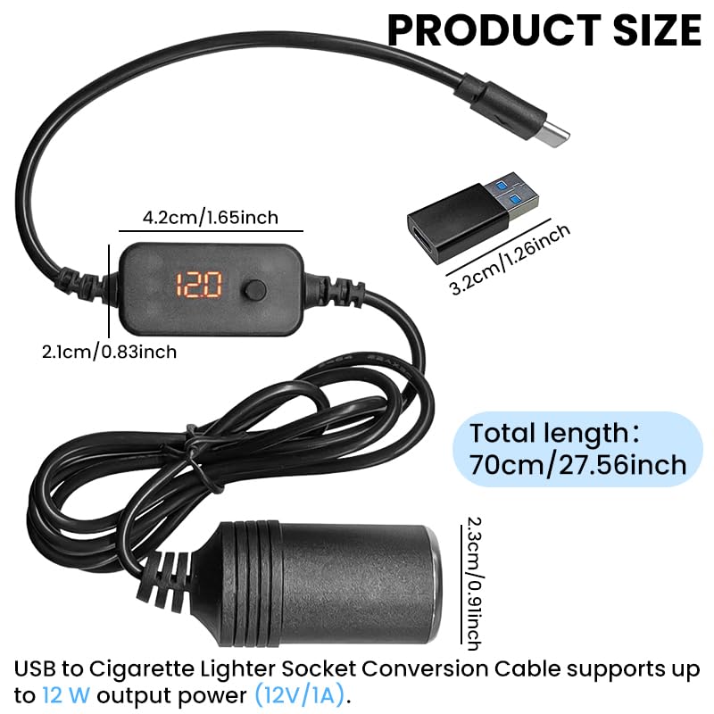 STHIRA® USB A to 12V Cigarette Lighter Adapter