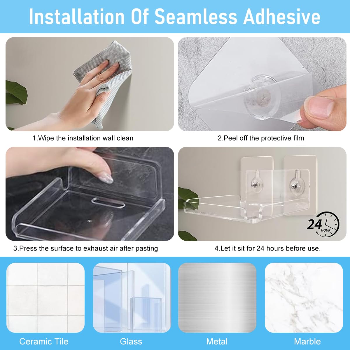 ZIBUYU Clear Acrylic Floating Shelves for Cameras and Baby Monitors | 2pcs Wall Mounted Storage