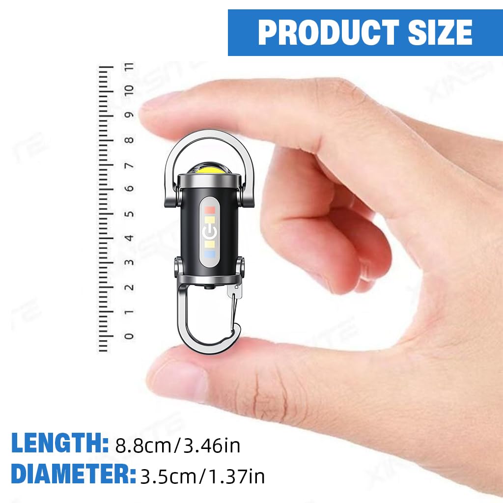 PROBEROS Keychain Flashlight with 7 Lighting Modes and Quick Release Clasp | USB Rechargeable Aluminum Pocket Light