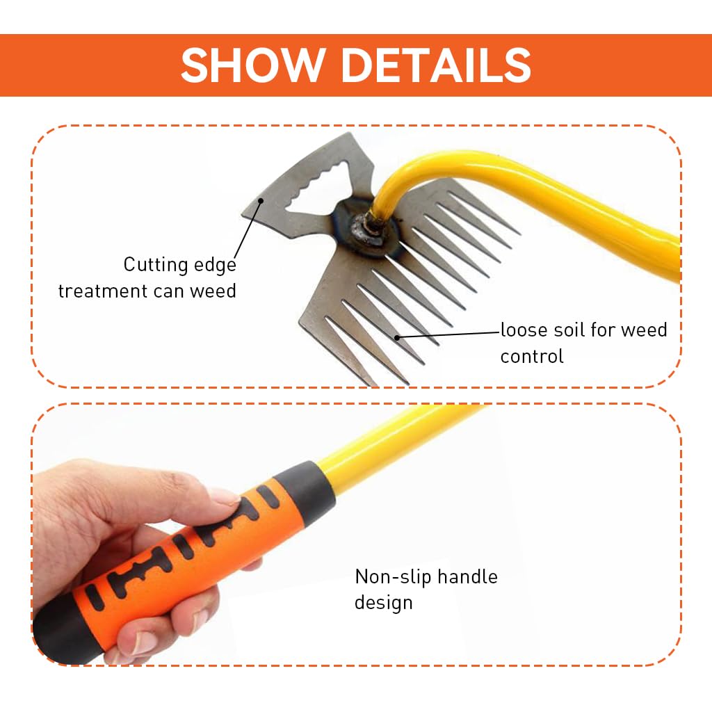 HASTHIP® Gardening Hand Weeder Tools - 33cm Portable Weed Puller - Plant Cutter For Home Garden- Steel 11 Claws Weeder Hand Tool - 2024 Upgrade Weed Removal Tool - Suitable For Garden&Lawn