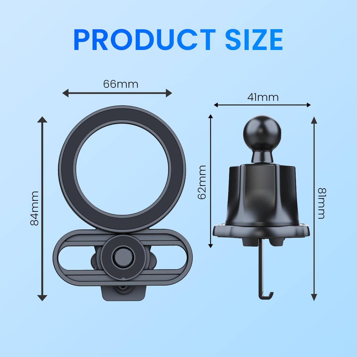 STHIRA Magnetic Phone Holder for Car Air Vent with 360° Rotation and Telescopic Alloy Hook