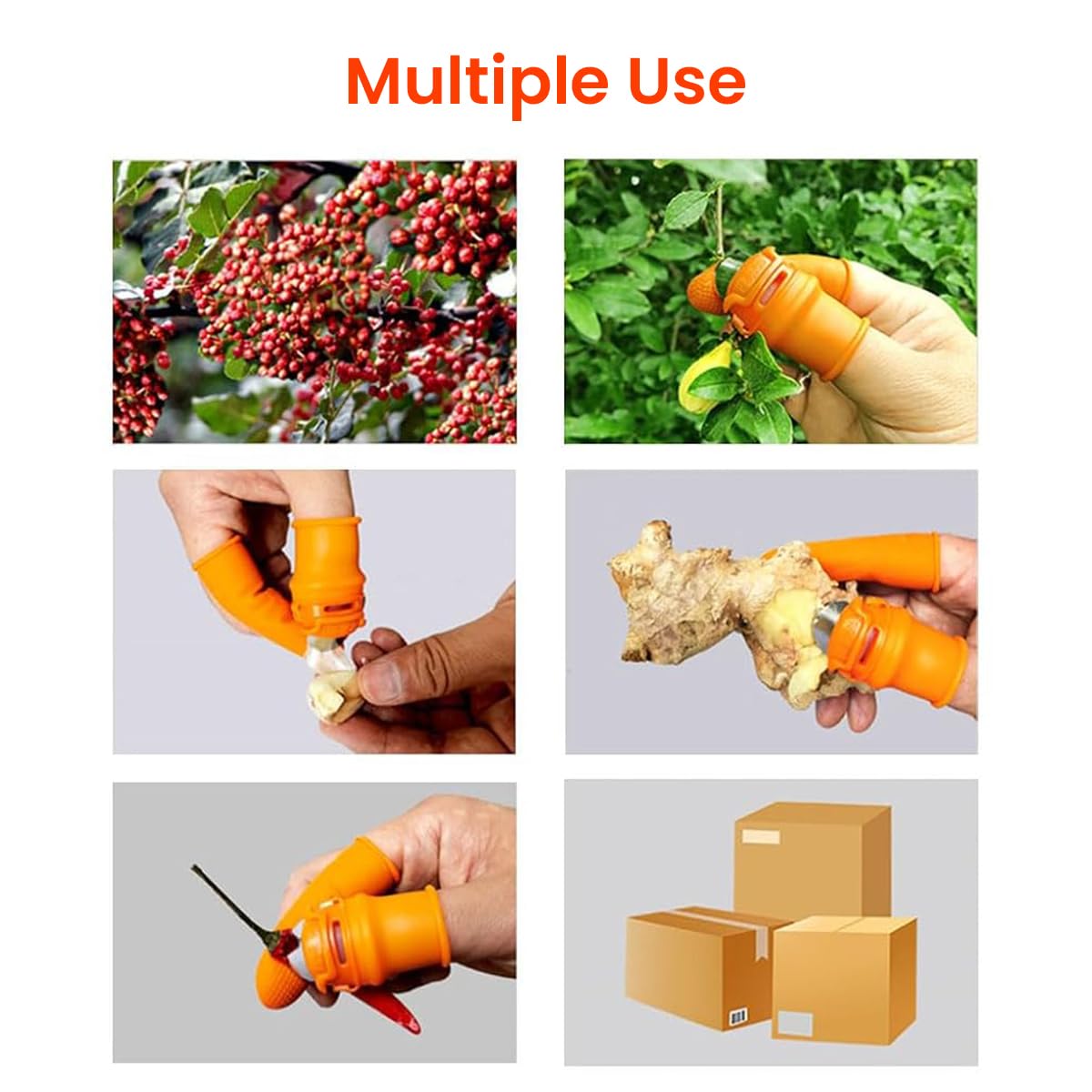 HASTHIP Thumb Cutter for Gardening with 2pcs Stainless Steel Blades and 10pcs Finger Protectors | Efficient Harvesting and Trimming Tool