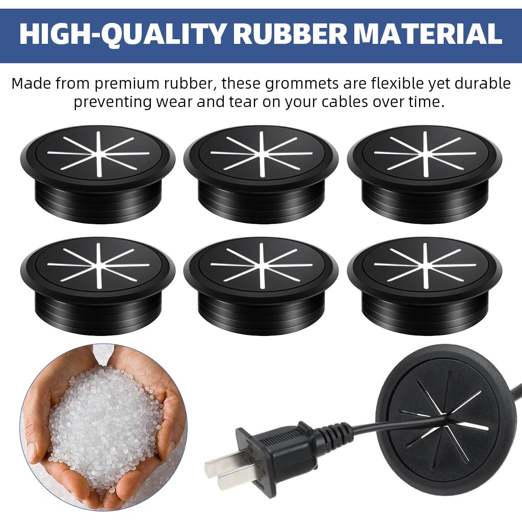 Serplex Desk Cable Grommets 12PCS 2.36 in Round Organizers for Office Desks featuring Multi Slot Design
