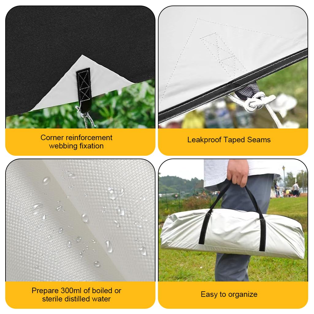 Proberos® Outdoor Sunshade Canopy UPF 50+ Sunshade Canopy  Tarp Tent Sunshade Camping Tent Canopy with Metal Ground Nail 10ftx10ft Canopy for Camping, BBQ, RV Travel, Picnic