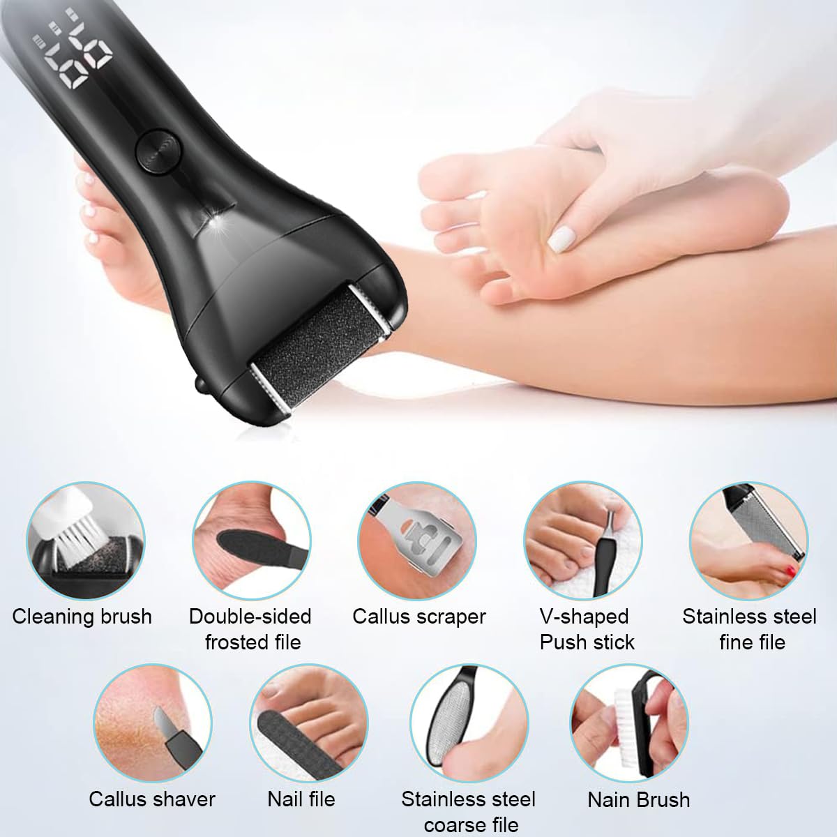 MAYCREATE Electric Callus Remover for Feet with 3 Speeds and 3 Grinding Heads | USB Rechargeable