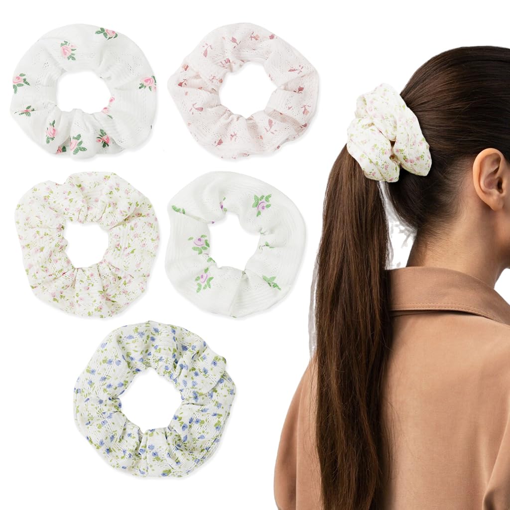 MAYCREATE Hair Tie Set for Ponytail and Bun with Crown Pearl Scrunchies 4pcs | Gift for Girls
