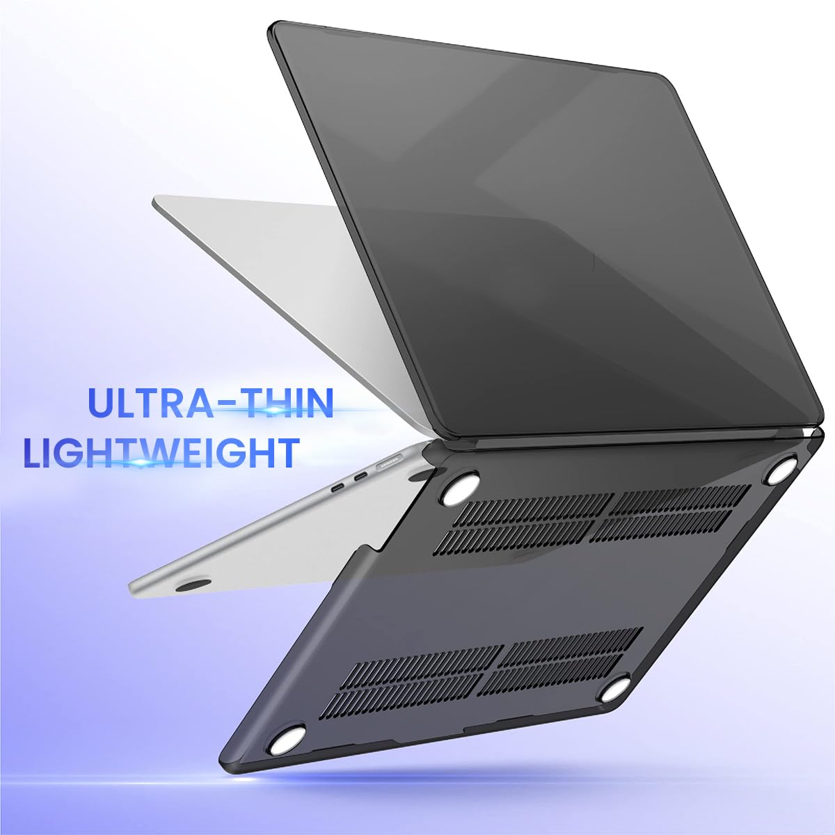 ZORBES Laptop Cover Set for MacBook Air M2 13.6 inch with Keyboard and Screen Protector | Slim Transparent Black Case