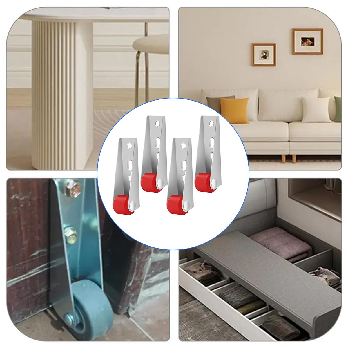 Serplex Rigid Caster for Heavy Door with Silent Screw Design and 2.68 in Metal Wheels | Pack of 4