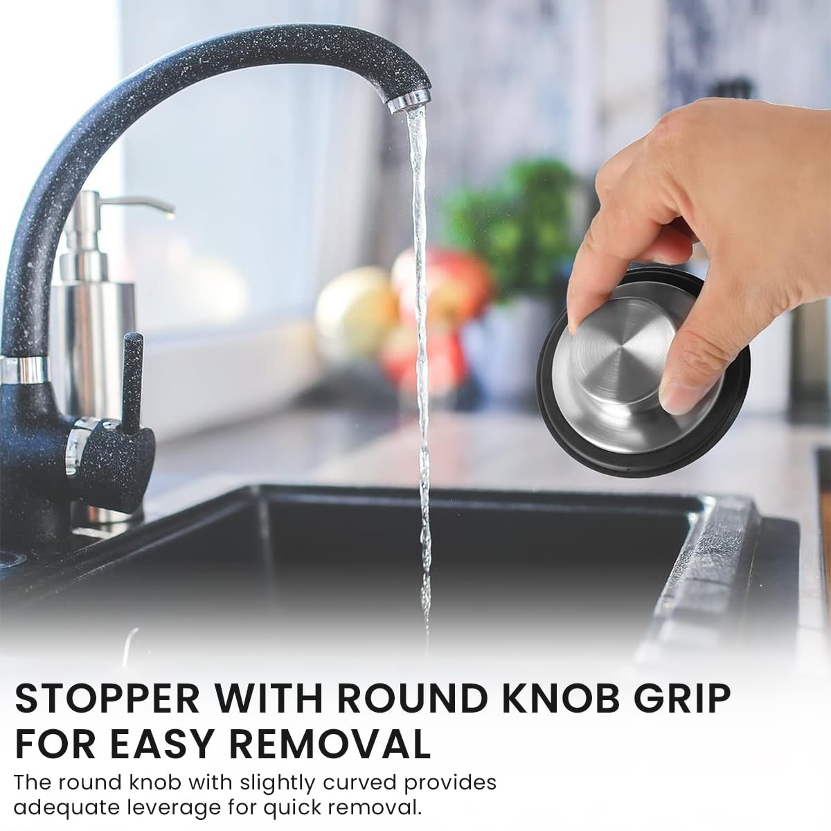 Supvox Kitchen Sink Drain Stopper for 3.34 in Drains with Rubber Seal and Stainless Steel Plug | Odor Blocking 2 Pcs Set