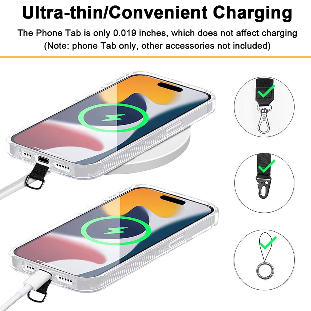 ZORBES Phone Tether Tab 4 Pack with Metal Buckle for Secure Use featuring 2.36 in Oxford Cloth | Ultra Thin and Wireless Charging Compatible Design