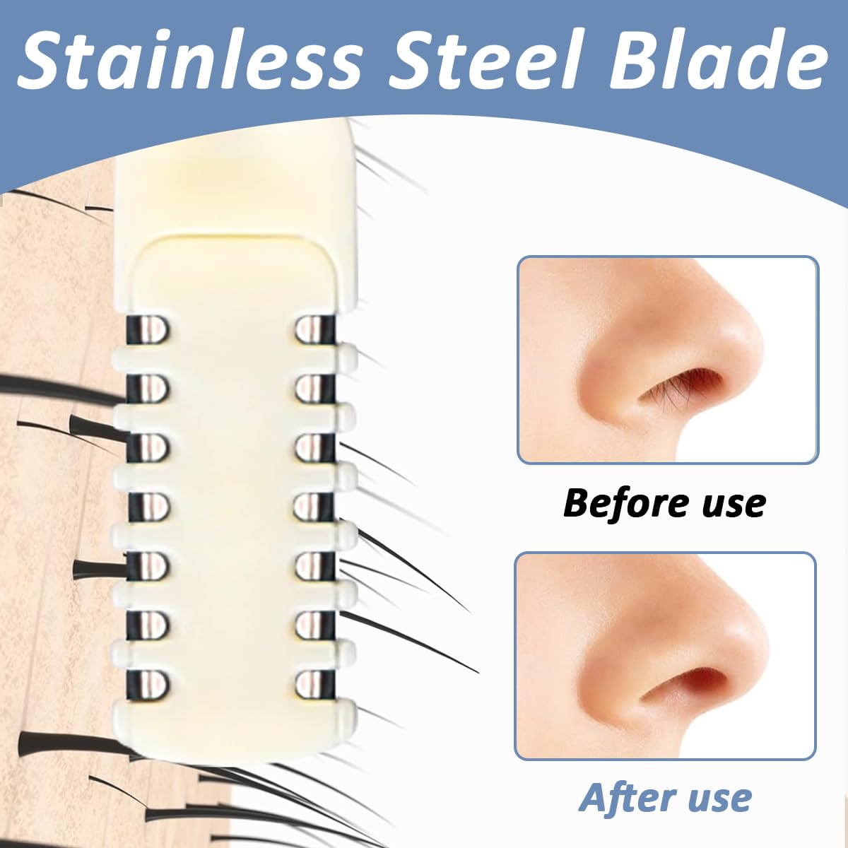 HANNEA Manual Nose Hair Trimmer with Dual Blade Stainless Steel Design for Men and Women | 9PCS Set