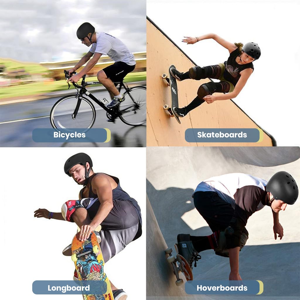 Proberos Helmet for Biking and Skating with Adjustable Chin Strap and EVA Foam Lining | Black