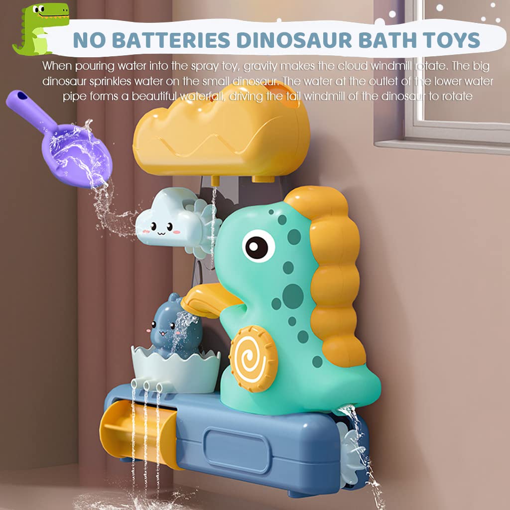 ELEPHANTBOAT Dinosaur Bath Toy for Toddlers featuring Suction Cup Design and ABS Material | Fun Water Sprinkler for 1–4 Year Olds