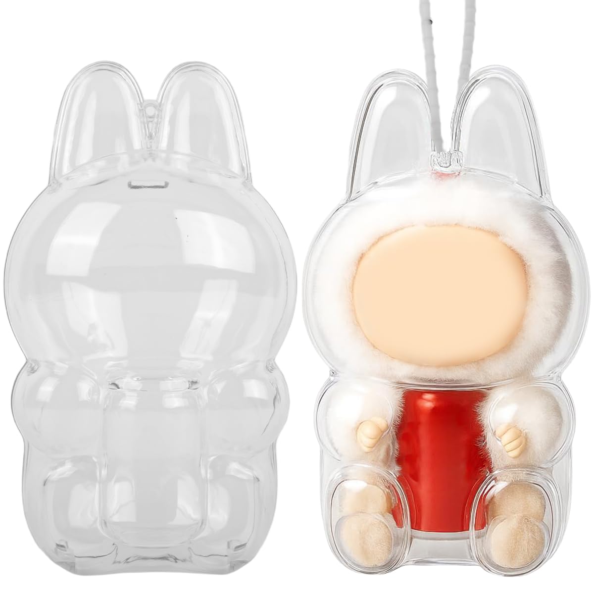 FANCYKU Protective Cover for 15cm Plush Figure Doll with Silicone Loop Strap | Transparent PC Dust-Proof Display Case