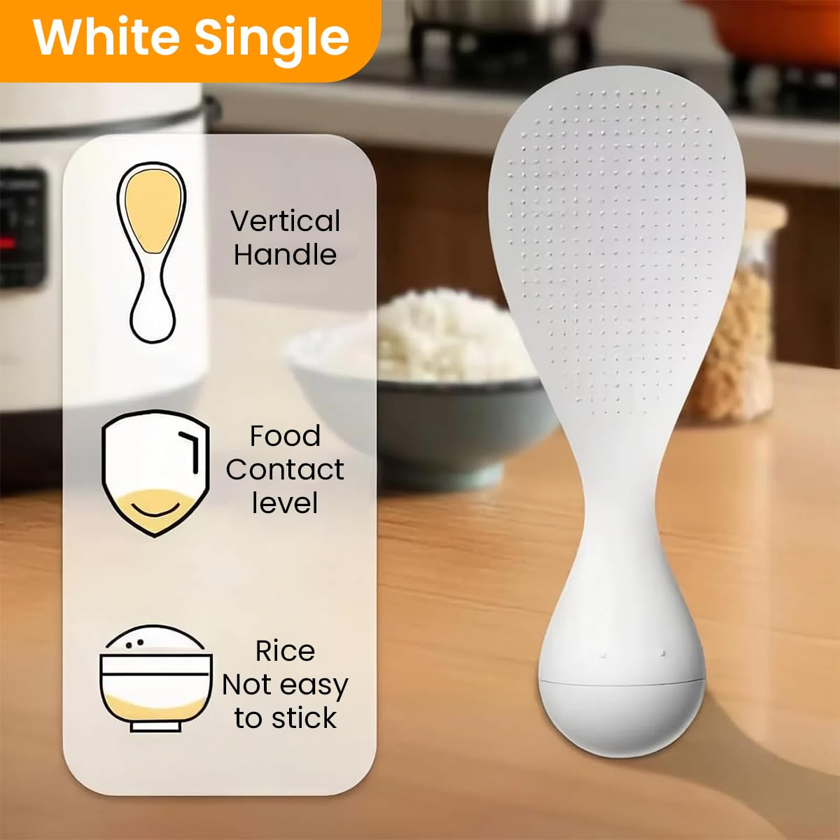 Supvox Rice Scoop for Kitchen with Self-Standing Roly-Poly Base and Non-Stick Food-Grade PP