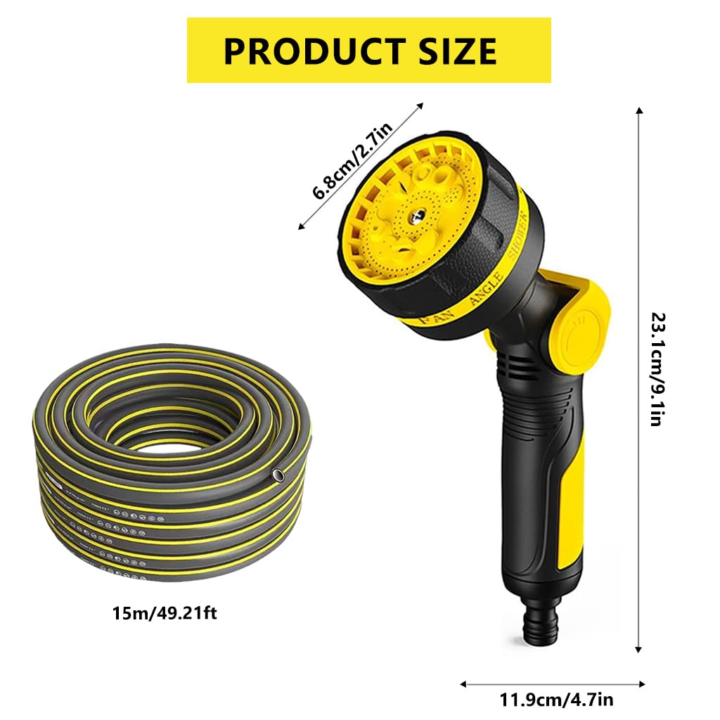 HASTHIP Garden Hose Water Sprayer Kit for Lawn and Car with 15 m Hose & 10 Spray Modes