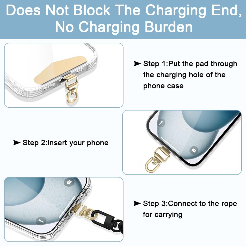 ZORBES Phone Tether Tabs 4Pcs for Universal 1.7in Cases with 360° Swivel Buckle | 0.3mm Stainless Steel