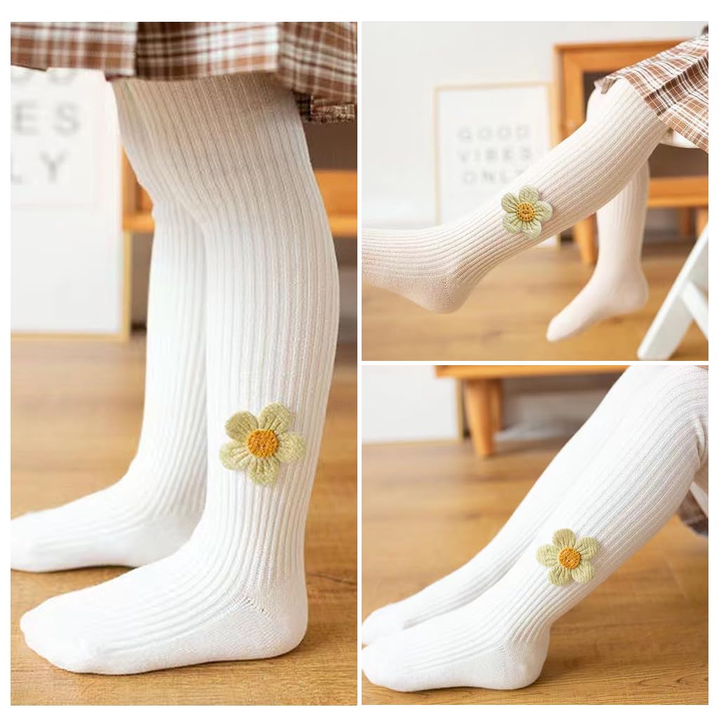 Zibuyu Toddler Girls Cable Knit Leggings for Fall and Winter with Bowknot & Flower Accents