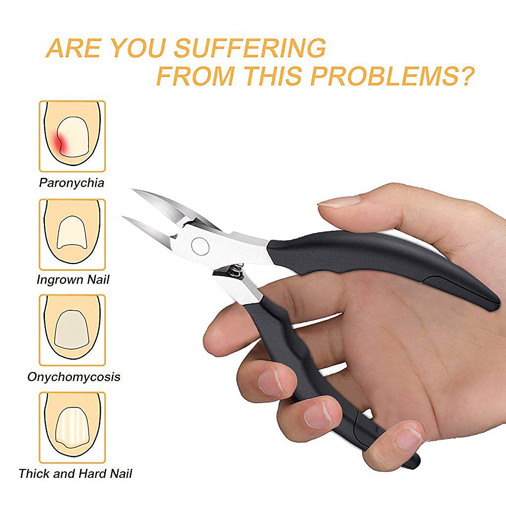 MAYCREATE Toenail Clippers for Thick Nails with 0.5mm Sharp Curved Jaws and Non‑Slip Rubber Handle | Ideal for Men and Women