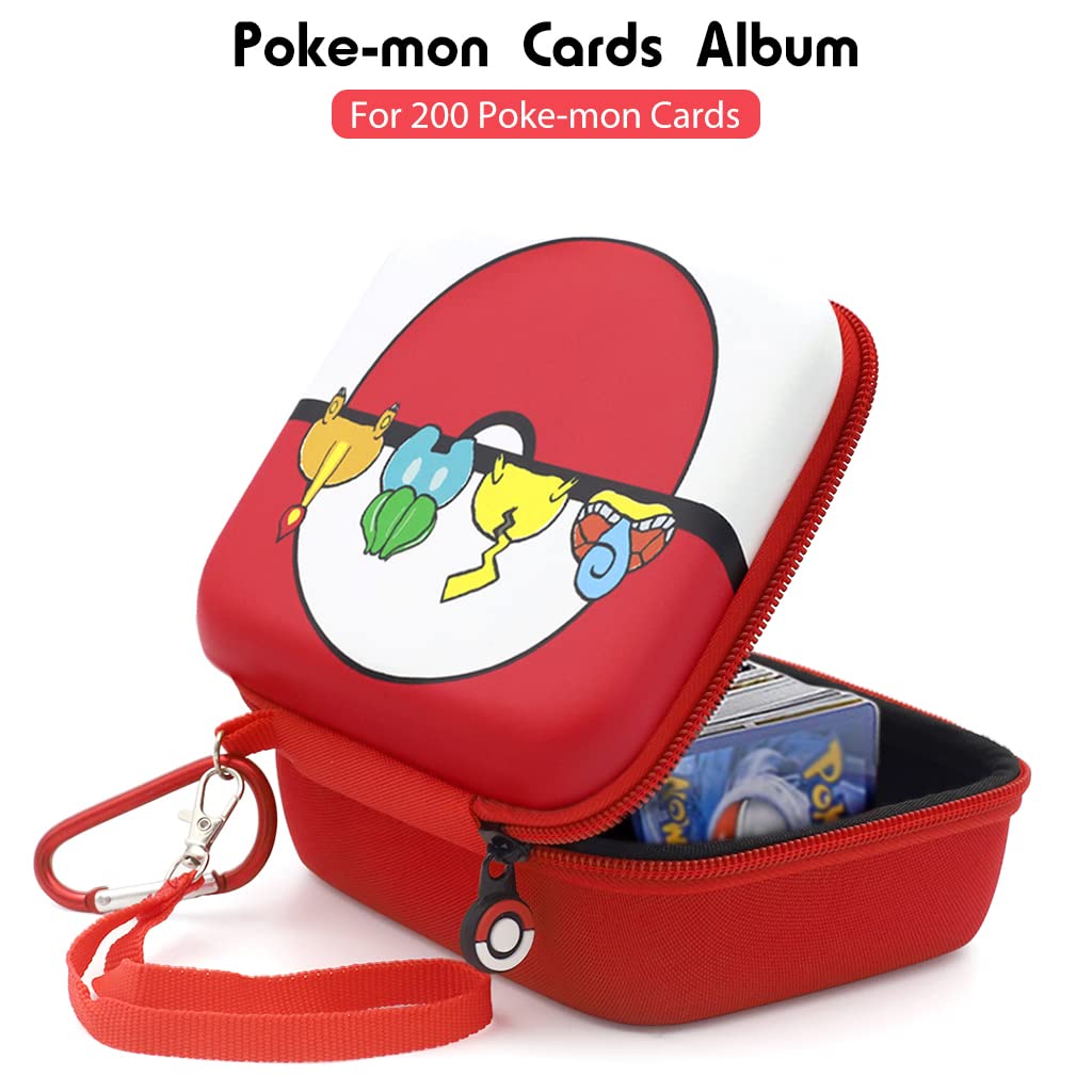 PATPAT® Poke-mon Binder, Poke-mon Cards Holder for 200 Trading Cards Cartoon Print Zipper Bag Trading Cards Binder Trading Cards Album Organizer Bag Game Cards Case Xmas Gifts for Kids Boys Girls Tail