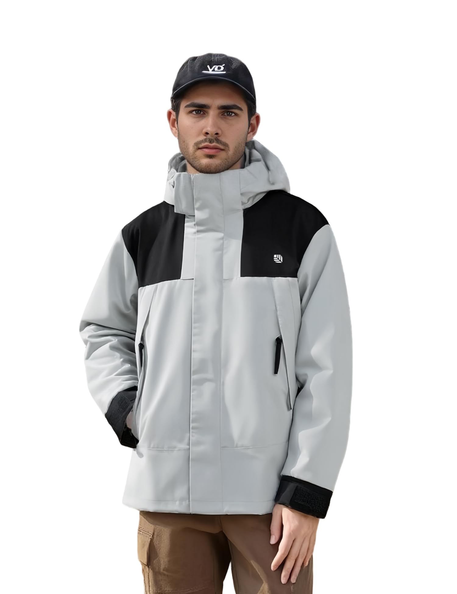 Venzina Men's Windproof Hiking Jacket for Trekking and Daily Use with Detachable Hood | Blue XL Breathable Mesh Liner