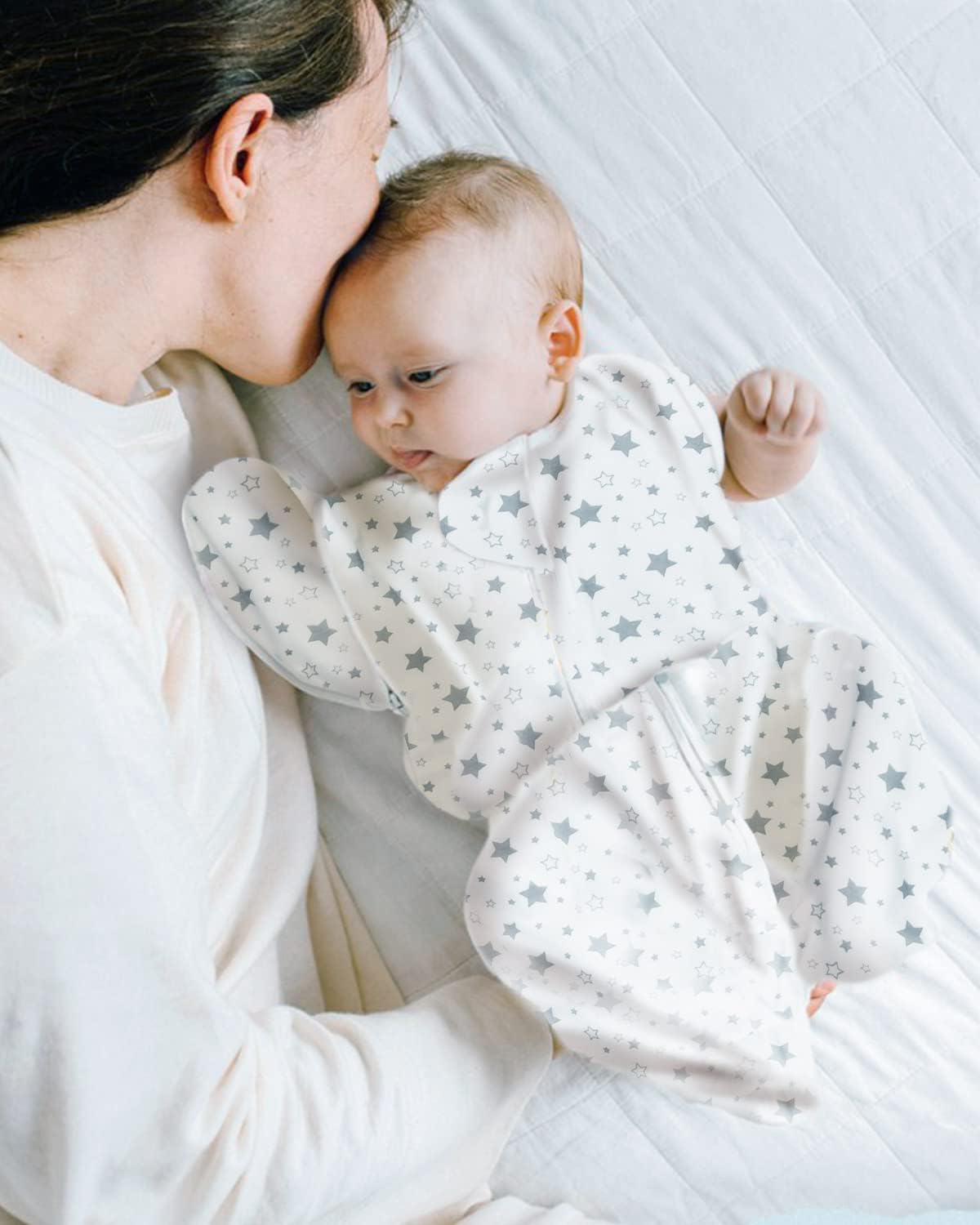SNOWIE SOFT Baby Swaddles for Newborns, 100% Cotton Baby Swaddle Wrap for Newborns Arms Up Baby Sleeping Blanket Zipping Baby Sleeping Bag Newborn Sleep Sacks for Startle Reflex for Baby 0-6 Months