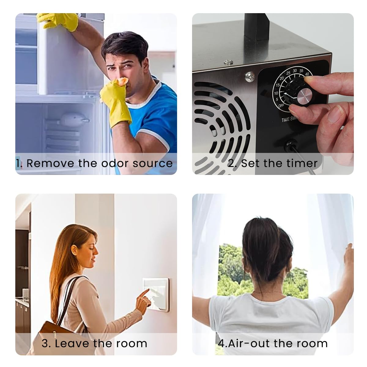 HANNEA Ozone Generator for Home and Office with 60,000mg/h Output & Timing Knob | Odor Removal Up to 4000 ft²