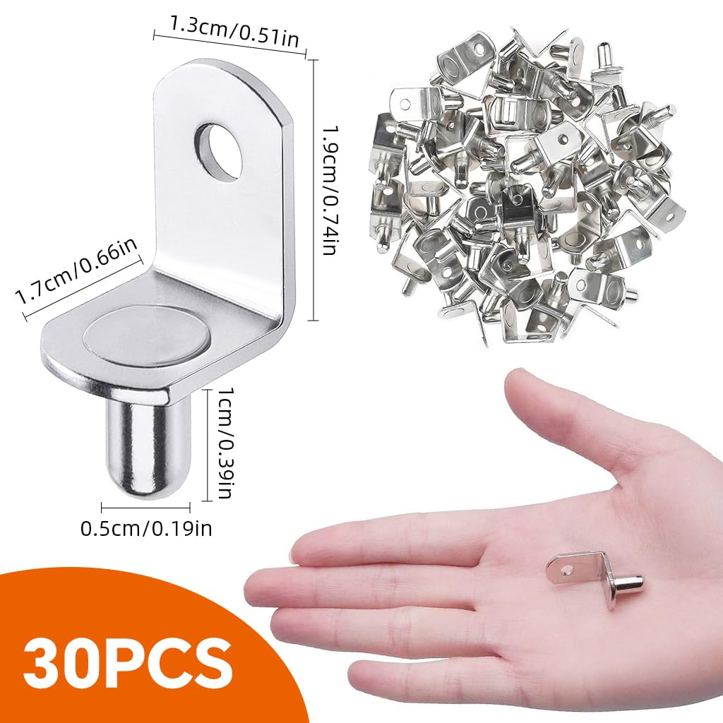 Serplex L Shaped Brackets for Closet and Wall Shelves with Screw Mounted Support | 30 pcs Metal Set