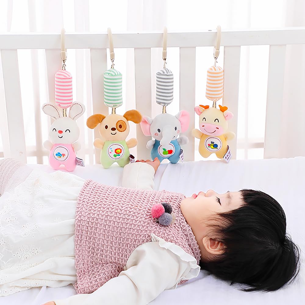 PATPAT® Deer Rattles for Baby 0-6 Months New Born Baby Toys Hanging Toys for Babies Cradle Toys Hanging Infant Sensory Toys with Sound Stuffed Animal Squeeze Toy, Plush Soft Toys for Babies 6-12 Month