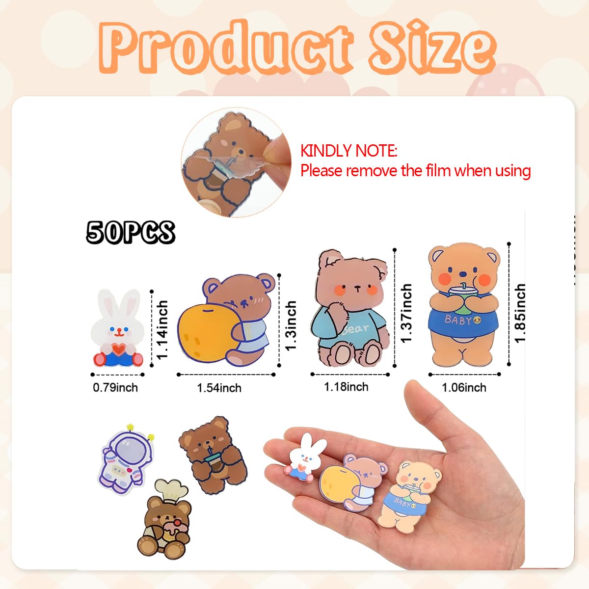 HASTHIP Cartoon Brooch Pins for Backpacks featuring 50pcs Acrylic Kawaii Designs | DIY Accessories