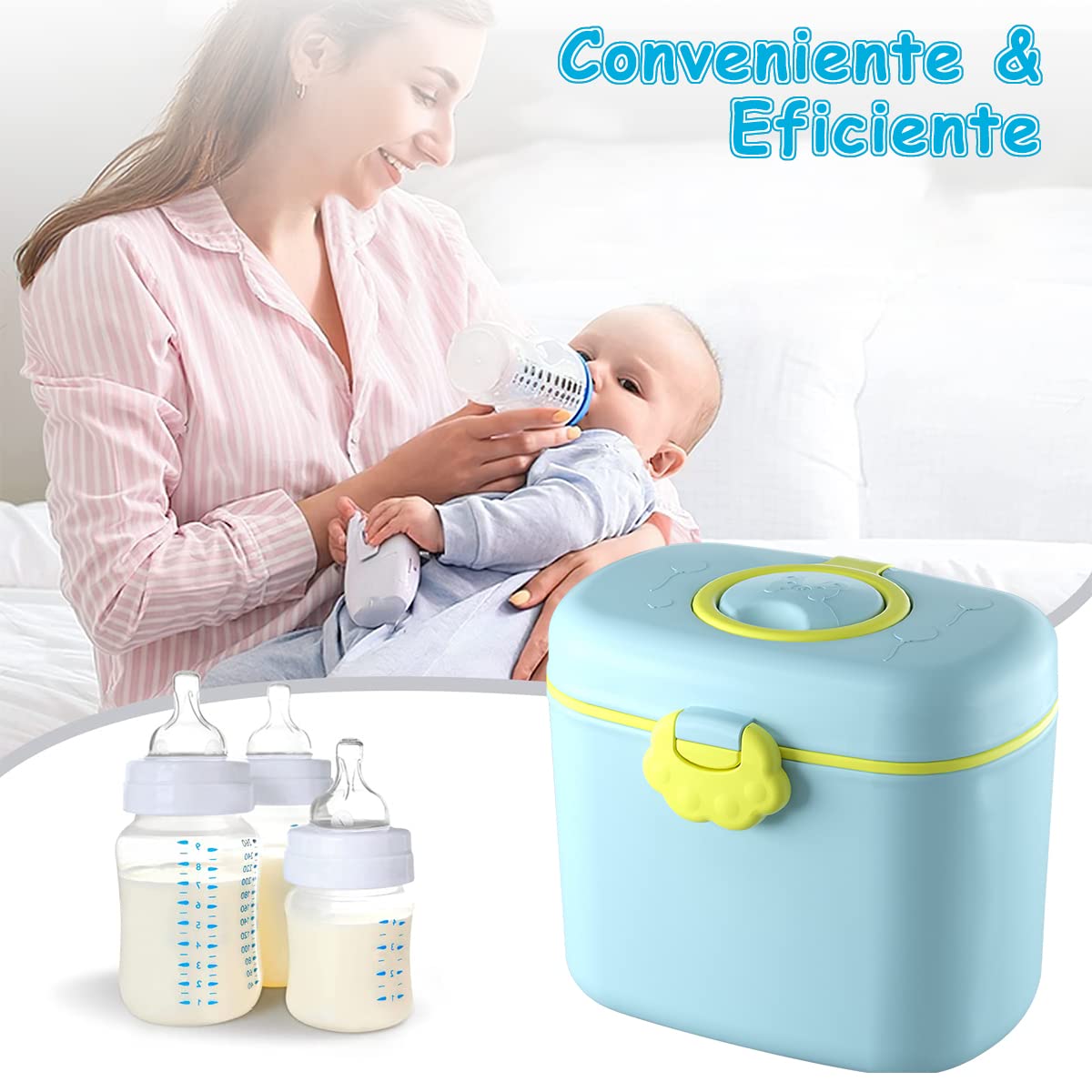 SNOWIE SOFT Baby Formula Dispenser for Travel with 240g Capacity and Double Lid Design | BPA Free PP Container for Infant Feeding