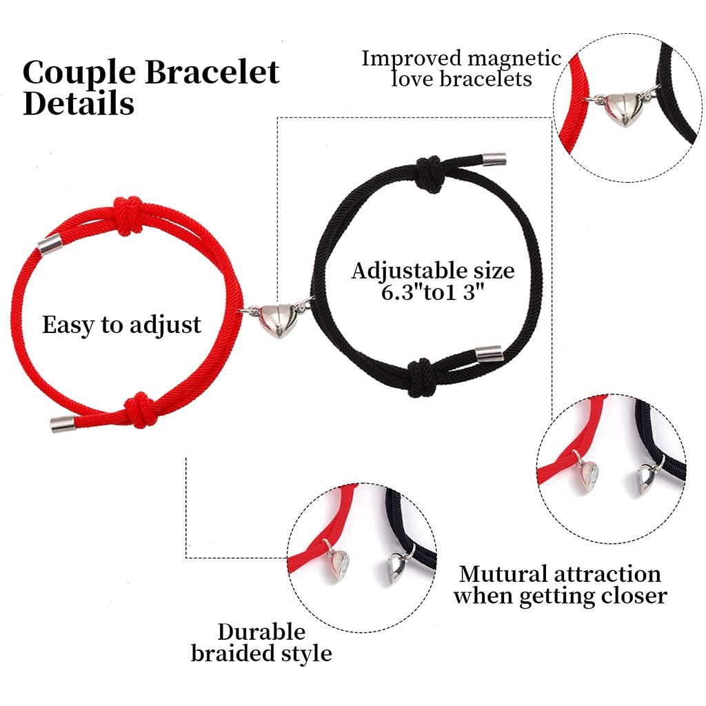ZIBUYU Couples Bracelets for Lovers Friends Girls Boys Romantic Magnetic Beautiful Design Bracelets for Girlfriend and Boyfriend Friendship Bracelet - 2 Pcs