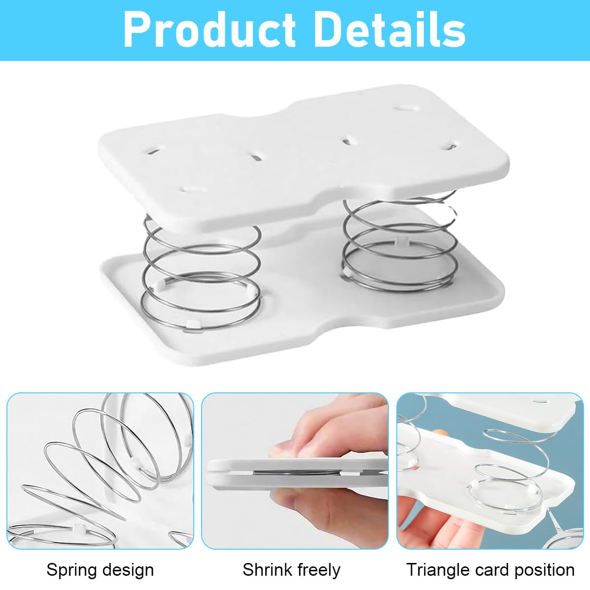 HASTHIP Tissue Box Holder for Home and Office featuring Spring Loaded Support 3Pcs 4.7x3x2.3 in White