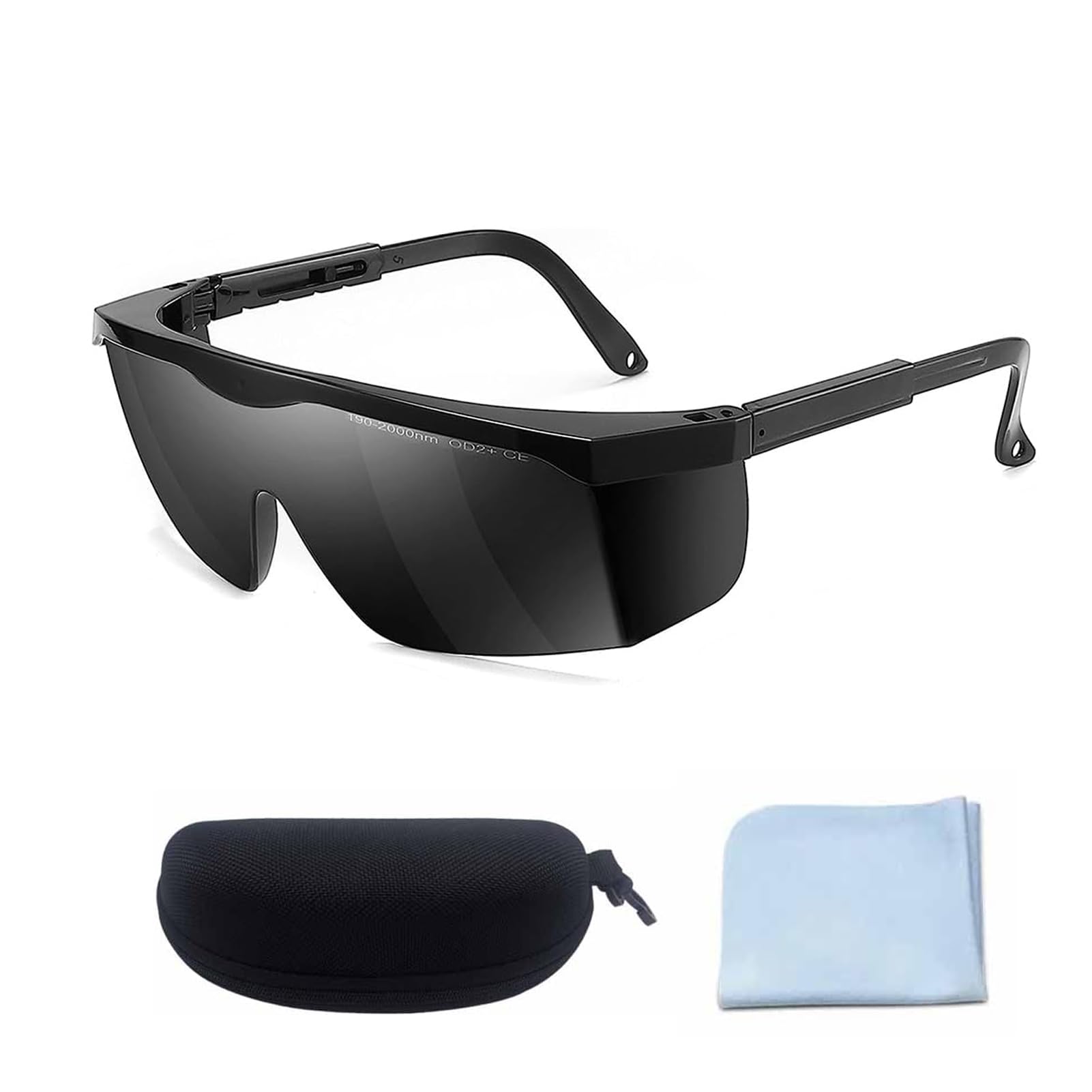Serplex Laser Safety Glasses for IPL 190-2000nm Light with Adjustable Temples | Includes Wipe Cloth and Case