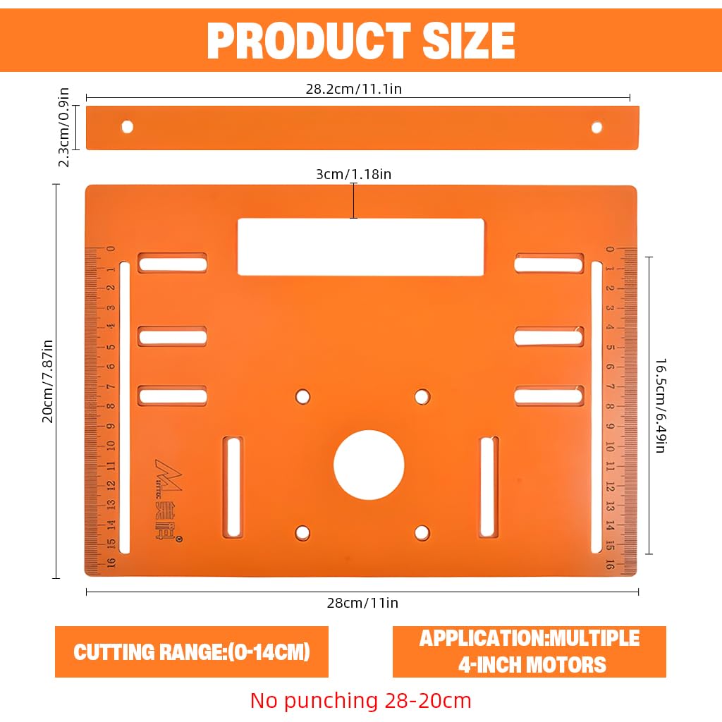 Serplex Circular Saw Guide Rail Bottom Plate 28x20cm 3pcs with Etched Scale Base for Woodworking